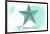 Connecticut - Starfish - Teal - Coastal Icon-Lantern Press-Framed Art Print