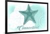 Connecticut - Starfish - Teal - Coastal Icon-Lantern Press-Framed Art Print