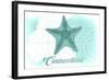 Connecticut - Starfish - Teal - Coastal Icon-Lantern Press-Framed Art Print