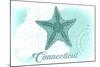 Connecticut - Starfish - Teal - Coastal Icon-Lantern Press-Mounted Art Print