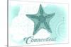 Connecticut - Starfish - Teal - Coastal Icon-Lantern Press-Stretched Canvas