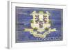 Connecticut State Flag - Barnwood Painting-Lantern Press-Framed Art Print