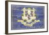 Connecticut State Flag - Barnwood Painting-Lantern Press-Framed Art Print