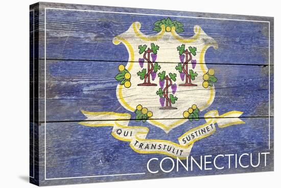 Connecticut State Flag - Barnwood Painting-Lantern Press-Stretched Canvas