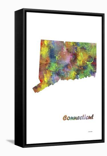 Connecticut State Map 1-Marlene Watson-Framed Stretched Canvas