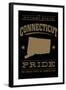 Connecticut State Pride - Gold on Black-Lantern Press-Framed Art Print