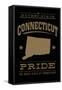 Connecticut State Pride - Gold on Black-Lantern Press-Framed Stretched Canvas