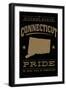 Connecticut State Pride - Gold on Black-Lantern Press-Framed Art Print