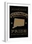 Connecticut State Pride - Gold on Black-Lantern Press-Framed Art Print