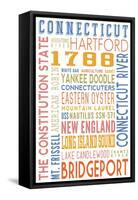 Connecticut - Typography-Lantern Press-Framed Stretched Canvas