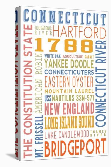 Connecticut - Typography-Lantern Press-Stretched Canvas