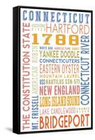 Connecticut - Typography-Lantern Press-Framed Stretched Canvas