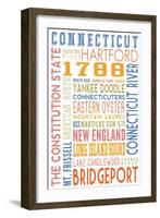 Connecticut - Typography-Lantern Press-Framed Art Print