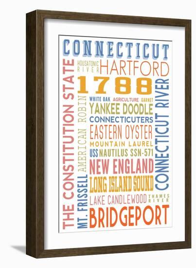 Connecticut - Typography-Lantern Press-Framed Art Print