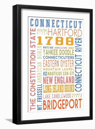 Connecticut - Typography-Lantern Press-Framed Art Print