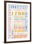 Connecticut - Typography-Lantern Press-Framed Art Print