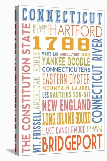 Connecticut - Typography-Lantern Press-Stretched Canvas