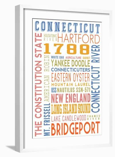 Connecticut - Typography-Lantern Press-Framed Art Print