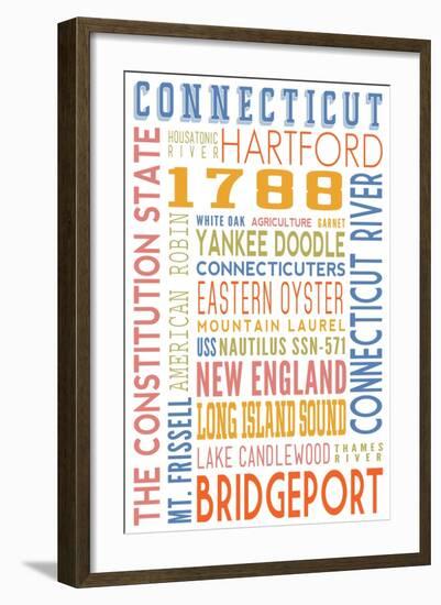 Connecticut - Typography-Lantern Press-Framed Art Print