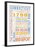 Connecticut - Typography-Lantern Press-Framed Art Print