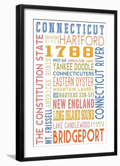 Connecticut - Typography-Lantern Press-Framed Art Print