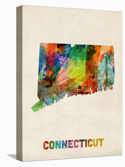 Connecticut Watercolor Map-Michael Tompsett-Stretched Canvas