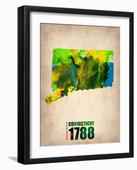 Connecticut Watercolor Map-NaxArt-Framed Art Print