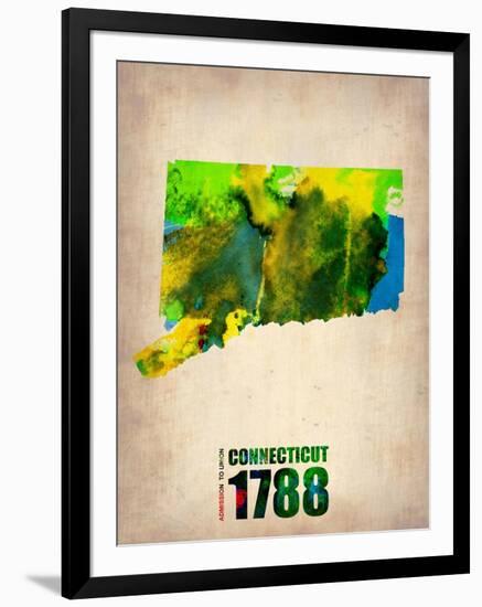 Connecticut Watercolor Map-NaxArt-Framed Art Print