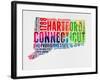 Connecticut Watercolor Word Cloud-NaxArt-Framed Art Print