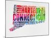 Connecticut Watercolor Word Cloud-NaxArt-Mounted Art Print