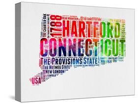 Connecticut Watercolor Word Cloud-NaxArt-Stretched Canvas