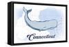 Connecticut - Whale - Blue - Coastal Icon-Lantern Press-Framed Stretched Canvas