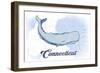 Connecticut - Whale - Blue - Coastal Icon-Lantern Press-Framed Art Print