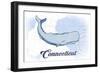 Connecticut - Whale - Blue - Coastal Icon-Lantern Press-Framed Art Print