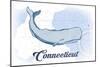 Connecticut - Whale - Blue - Coastal Icon-Lantern Press-Mounted Art Print