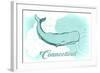 Connecticut - Whale - Teal - Coastal Icon-Lantern Press-Framed Art Print