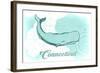 Connecticut - Whale - Teal - Coastal Icon-Lantern Press-Framed Art Print