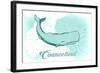 Connecticut - Whale - Teal - Coastal Icon-Lantern Press-Framed Art Print