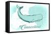 Connecticut - Whale - Teal - Coastal Icon-Lantern Press-Framed Stretched Canvas