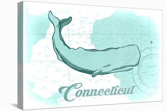 Connecticut - Whale - Teal - Coastal Icon-Lantern Press-Stretched Canvas