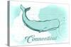 Connecticut - Whale - Teal - Coastal Icon-Lantern Press-Stretched Canvas