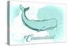 Connecticut - Whale - Teal - Coastal Icon-Lantern Press-Stretched Canvas