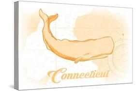 Connecticut - Whale - Yellow - Coastal Icon-Lantern Press-Stretched Canvas