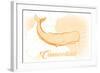 Connecticut - Whale - Yellow - Coastal Icon-Lantern Press-Framed Art Print