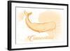 Connecticut - Whale - Yellow - Coastal Icon-Lantern Press-Framed Art Print