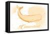 Connecticut - Whale - Yellow - Coastal Icon-Lantern Press-Framed Stretched Canvas