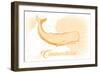 Connecticut - Whale - Yellow - Coastal Icon-Lantern Press-Framed Art Print