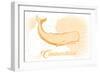 Connecticut - Whale - Yellow - Coastal Icon-Lantern Press-Framed Art Print