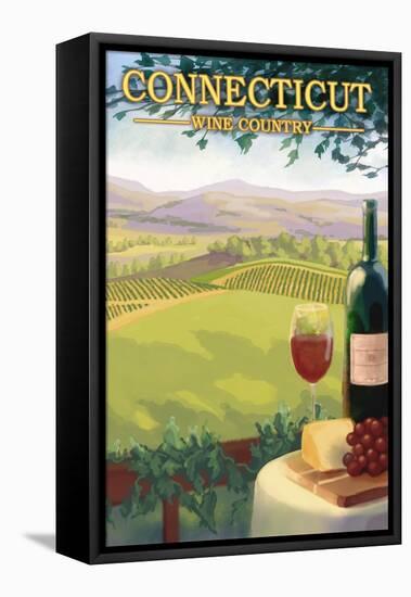 Connecticut - Wine Country Scene-Lantern Press-Framed Stretched Canvas