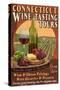 Connecticut - Wine Tours Vintage Sign-Lantern Press-Stretched Canvas